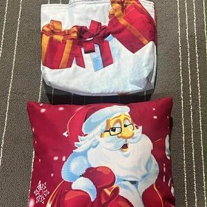 Festive Santa Tote and Pillow Set